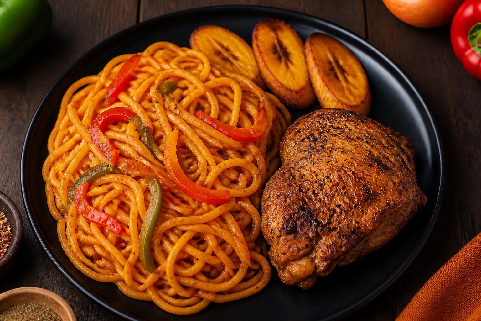 Jollof Spaghetti with Chicken