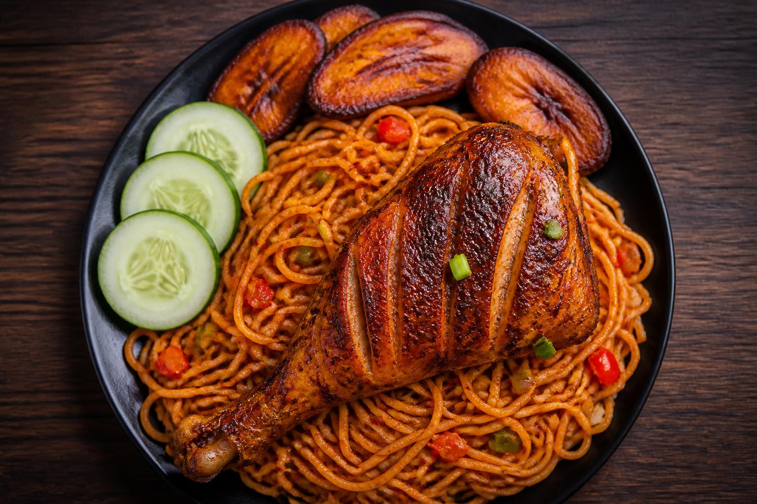 Jollof Spaghetti with Turkey