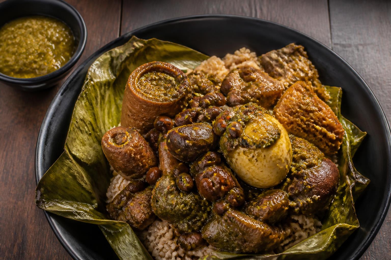 Ofada Rice with Ayamase
