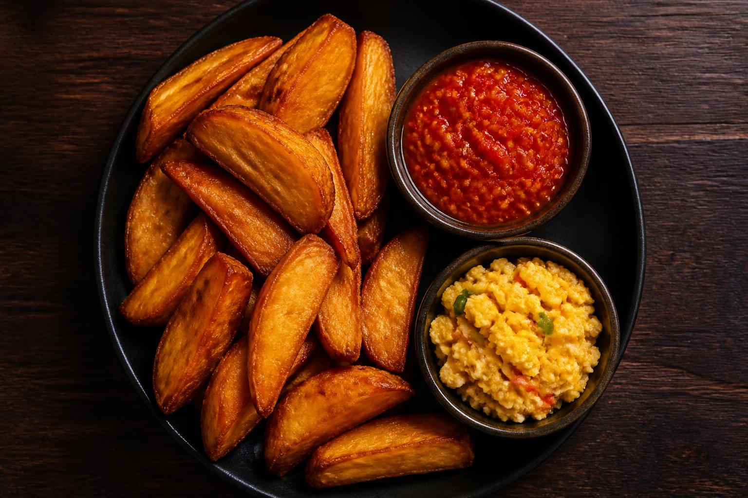 Fried Potato with Egg Sauce / Pepper Sauce